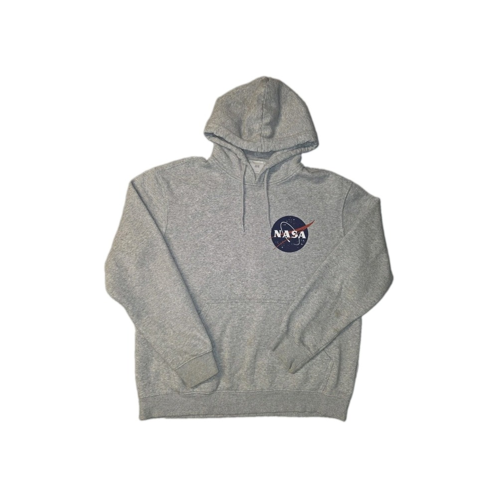 H&M NASA Gray Graphic Pullover Hoodie Sweatshirt Mens Size Medium